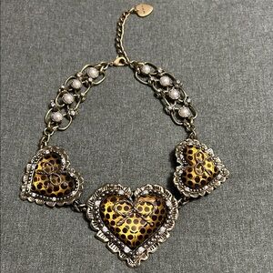 Betsy Johnson Gold and Black Heart Necklace